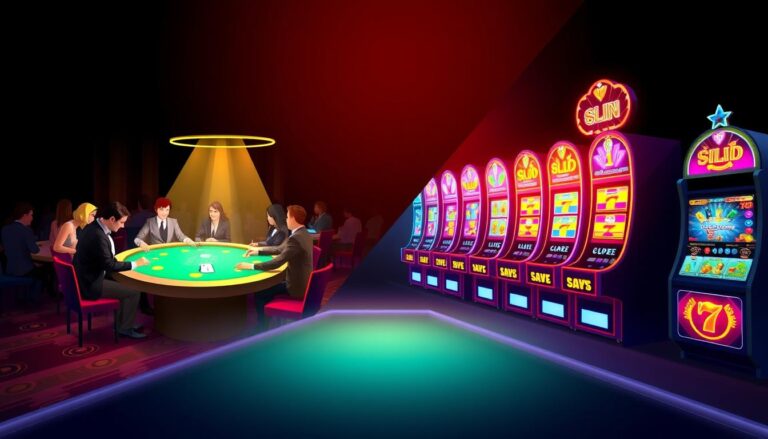 Diferença entre cassino ao vivo e slots