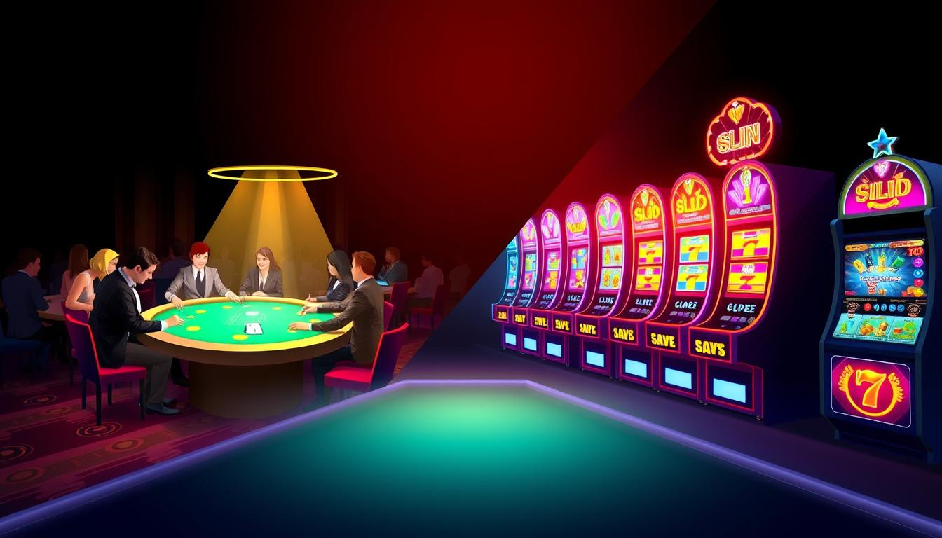 Diferença entre cassino ao vivo e slots
